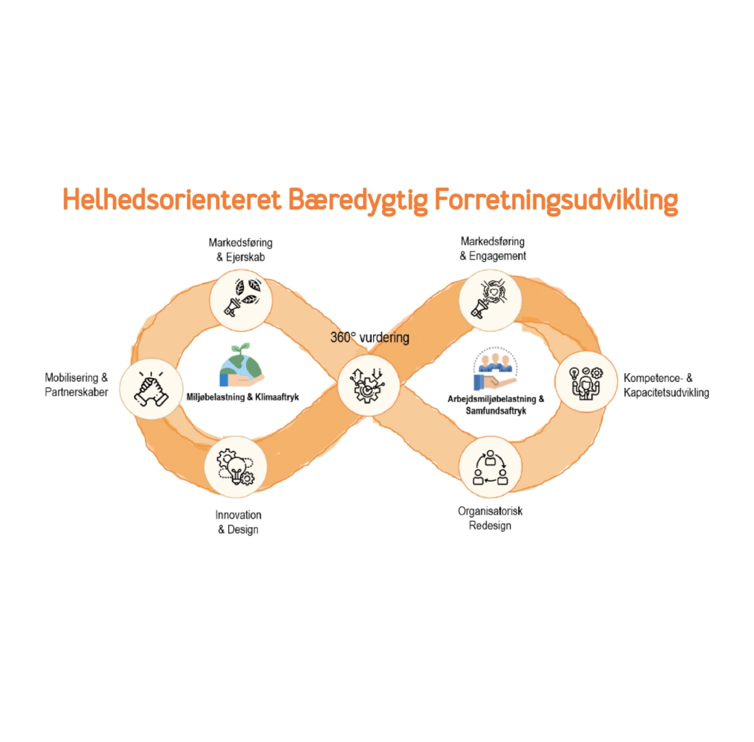 Et regenerativt diagram, der illustrerer de forskellige stadier af organisationsudviklingsprocessen.