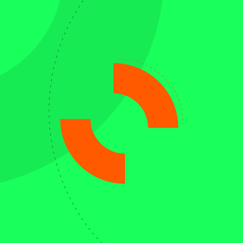En orange pil på en grøn baggrund