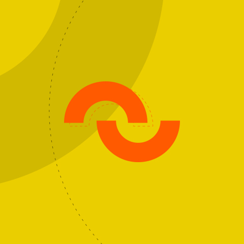 Et orange og gult logo på gul baggrund